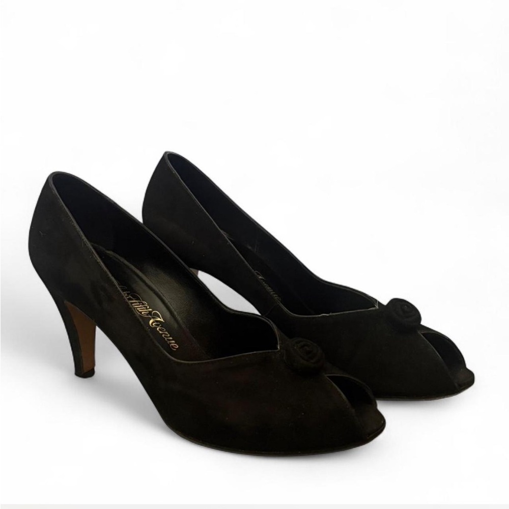 Saks Fifth Ave Black Peep-Toe Heels